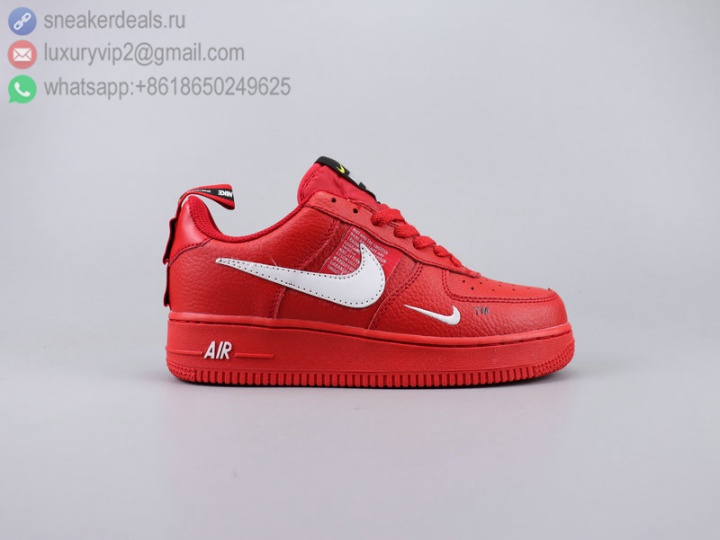 NIKE AIR FORCE 1 LOW JDI RED WHITE LEATHER UNISEX SKATE SHOES